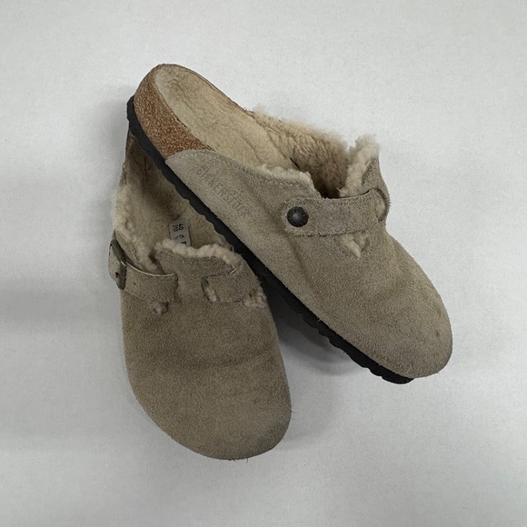 Birkenstock Boston Shearling Suede Leather - Taupe - Size 40. - Picture 3 of 13